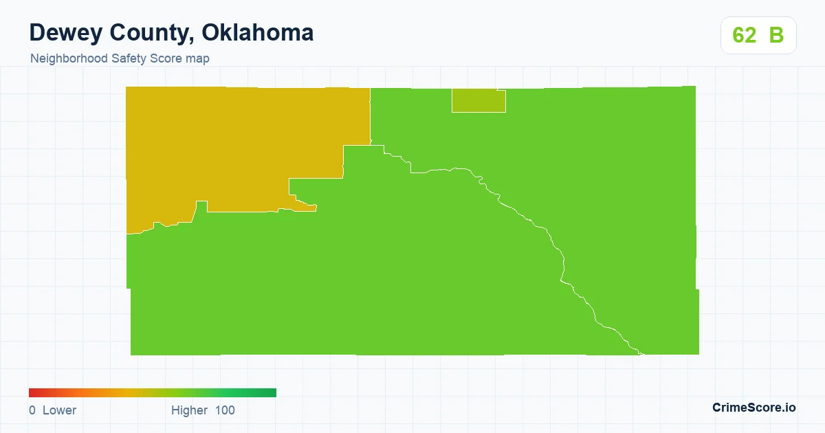 Dewey County, Oklahoma neighborhood Safety Score map by Census block group