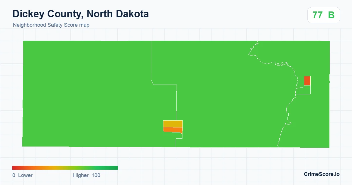 Dickey County, North Dakota neighborhood Safety Score map by Census block group