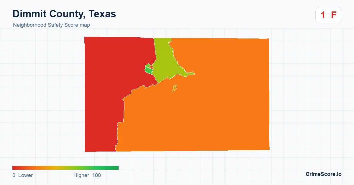 Dimmit County, Texas neighborhood Safety Score map by Census block group