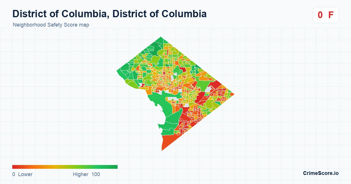 District of Columbia, District of Columbia neighborhood Safety Score map by Census block group