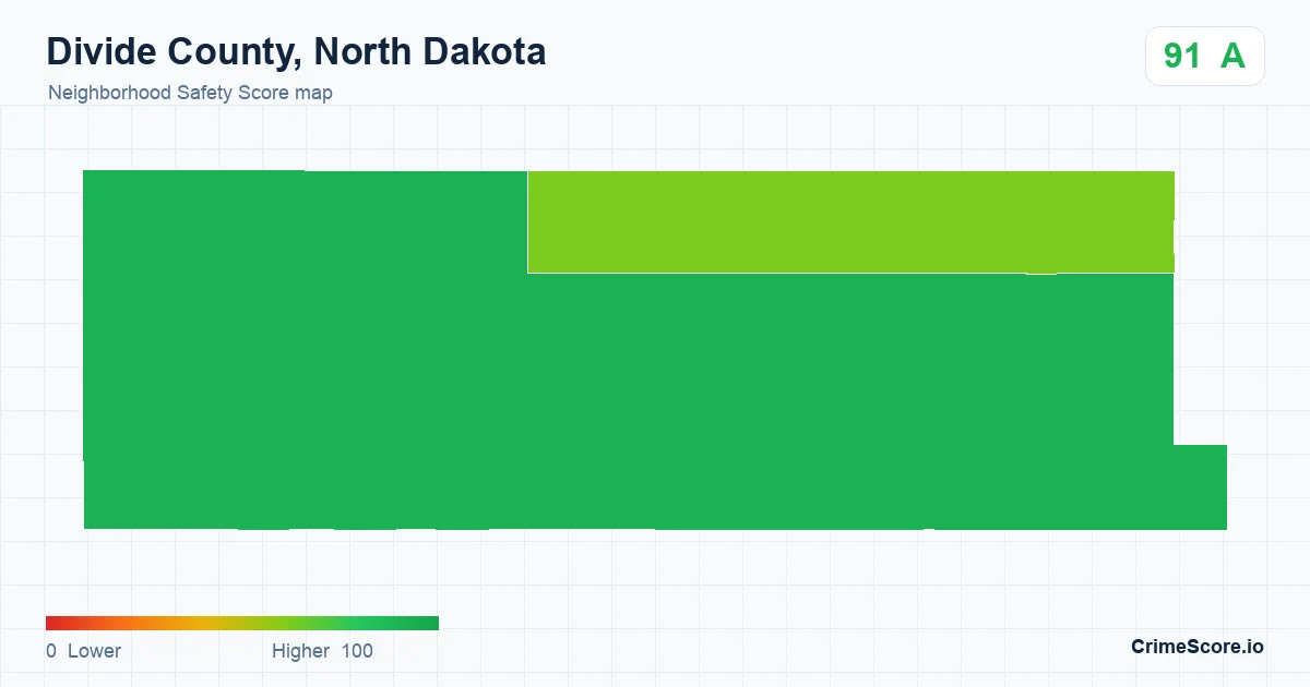 Divide County, North Dakota neighborhood Safety Score map by Census block group