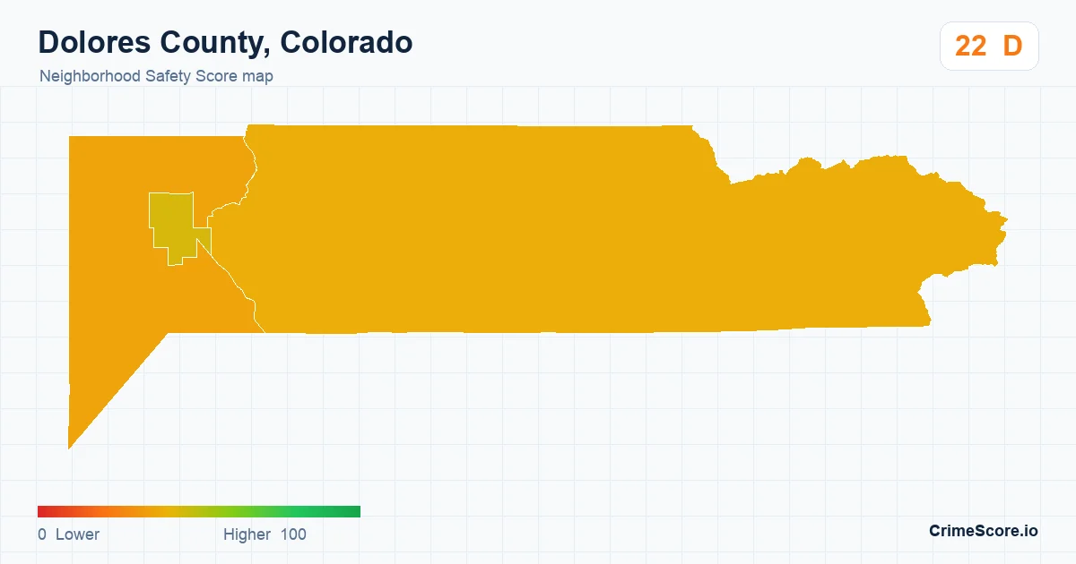 Dolores County, Colorado neighborhood Safety Score map by Census block group