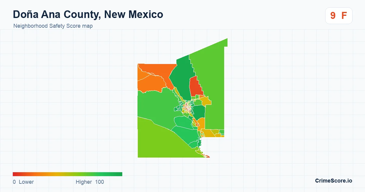 Doña Ana County, New Mexico neighborhood Safety Score map by Census block group