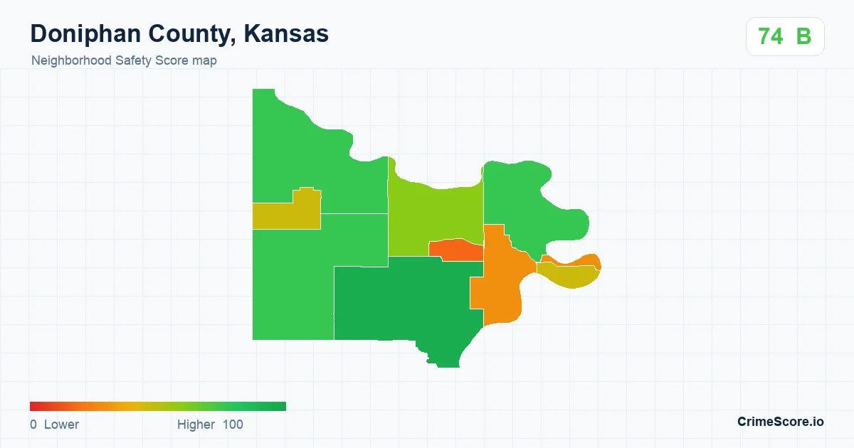 Doniphan County, Kansas neighborhood Safety Score map by Census block group