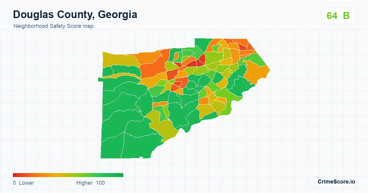 Douglas County, Georgia neighborhood Safety Score map by Census block group
