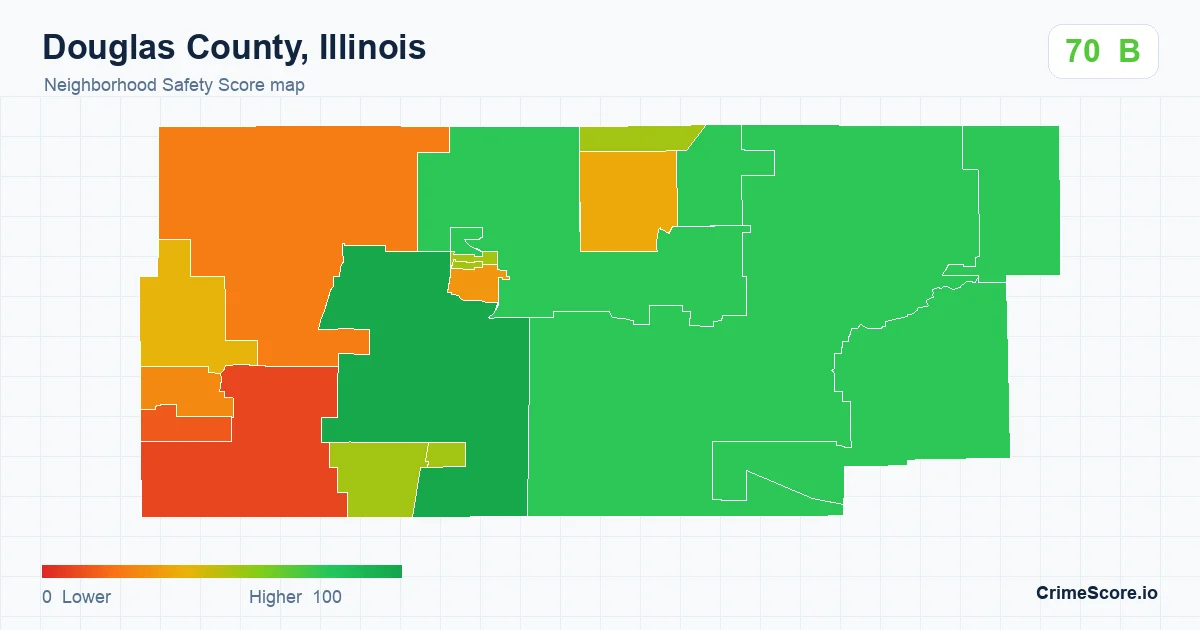 Douglas County, Illinois neighborhood Safety Score map by Census block group