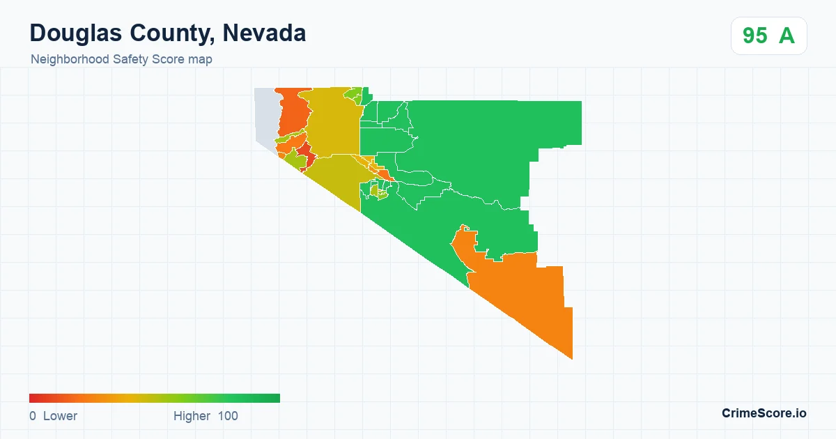 Douglas County, Nevada neighborhood Safety Score map by Census block group