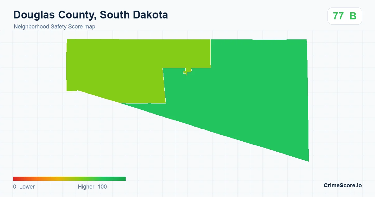Douglas County, South Dakota neighborhood Safety Score map by Census block group