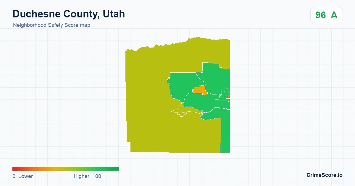 Duchesne County, Utah neighborhood Safety Score map by Census block group