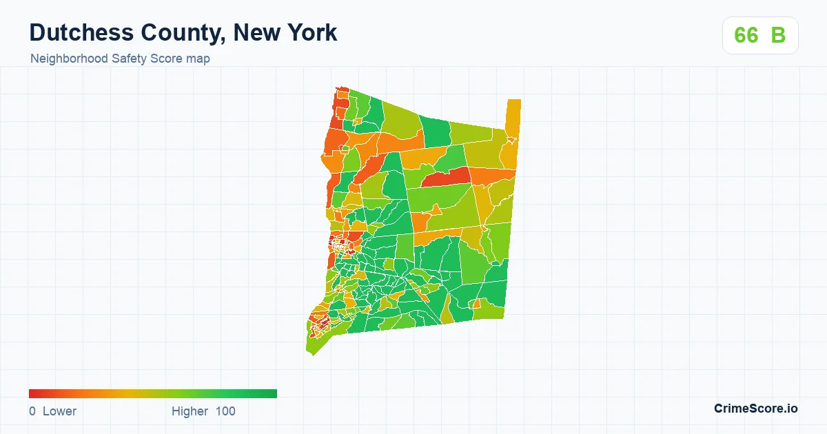 Dutchess County, New York neighborhood Safety Score map by Census block group