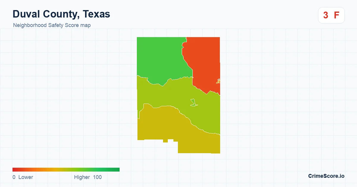 Duval County, Texas neighborhood Safety Score map by Census block group