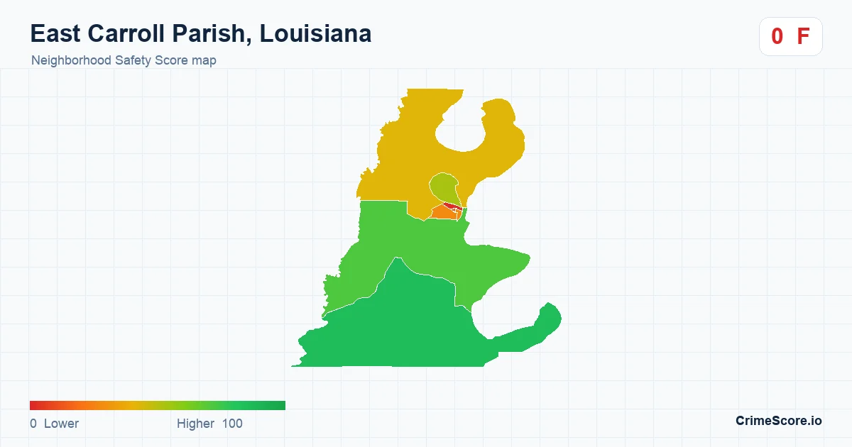 East Carroll Parish, Louisiana neighborhood Safety Score map by Census block group