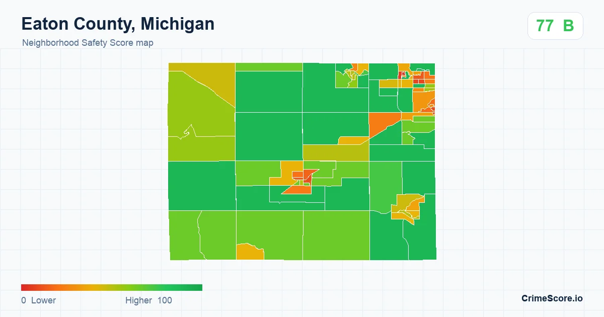 Eaton County, Michigan neighborhood Safety Score map by Census block group