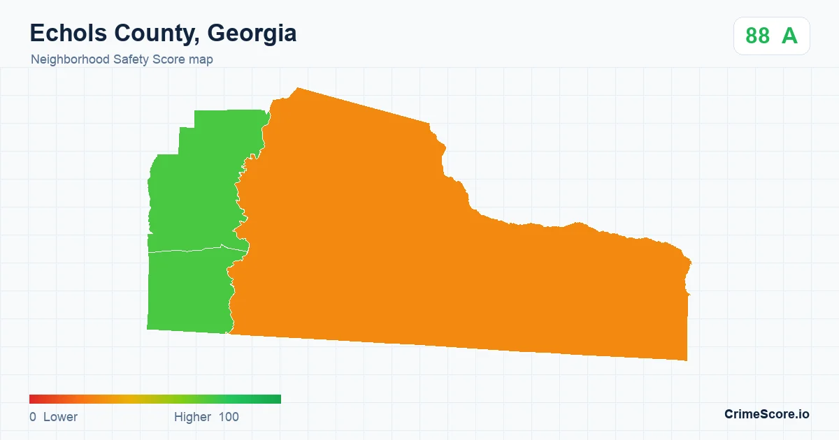 Echols County, Georgia neighborhood Safety Score map by Census block group