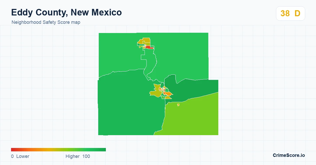 Eddy County, New Mexico neighborhood Safety Score map by Census block group