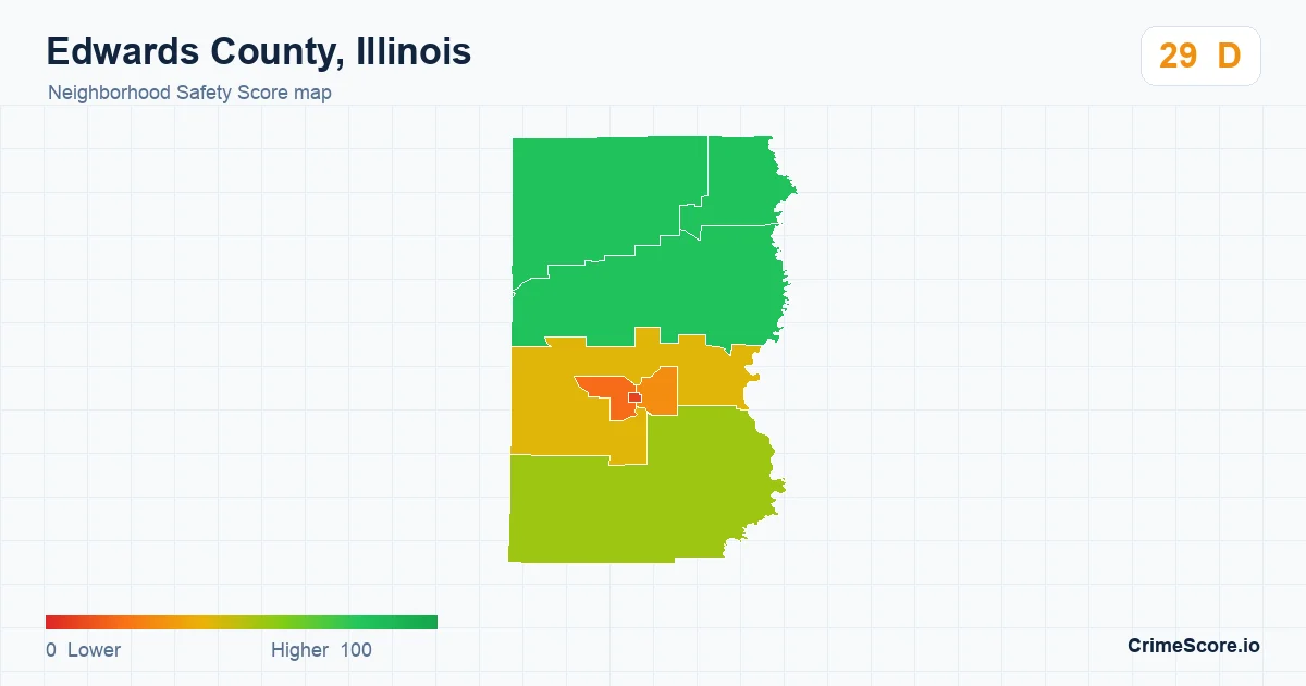 Edwards County, Illinois neighborhood Safety Score map by Census block group