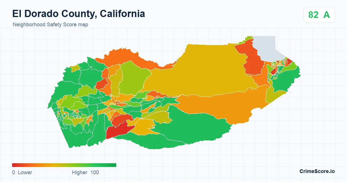 El Dorado County, California neighborhood Safety Score map by Census block group