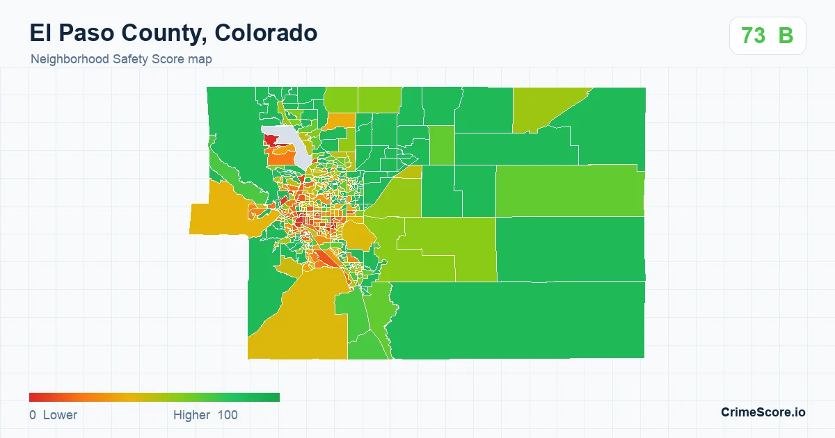 El Paso County, Colorado neighborhood Safety Score map by Census block group