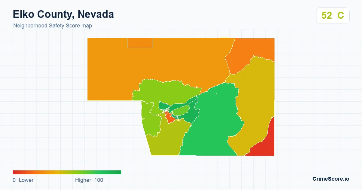 Elko County, Nevada neighborhood Safety Score map by Census block group