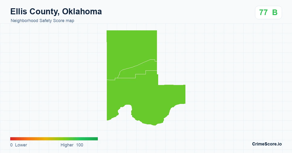 Ellis County, Oklahoma neighborhood Safety Score map by Census block group