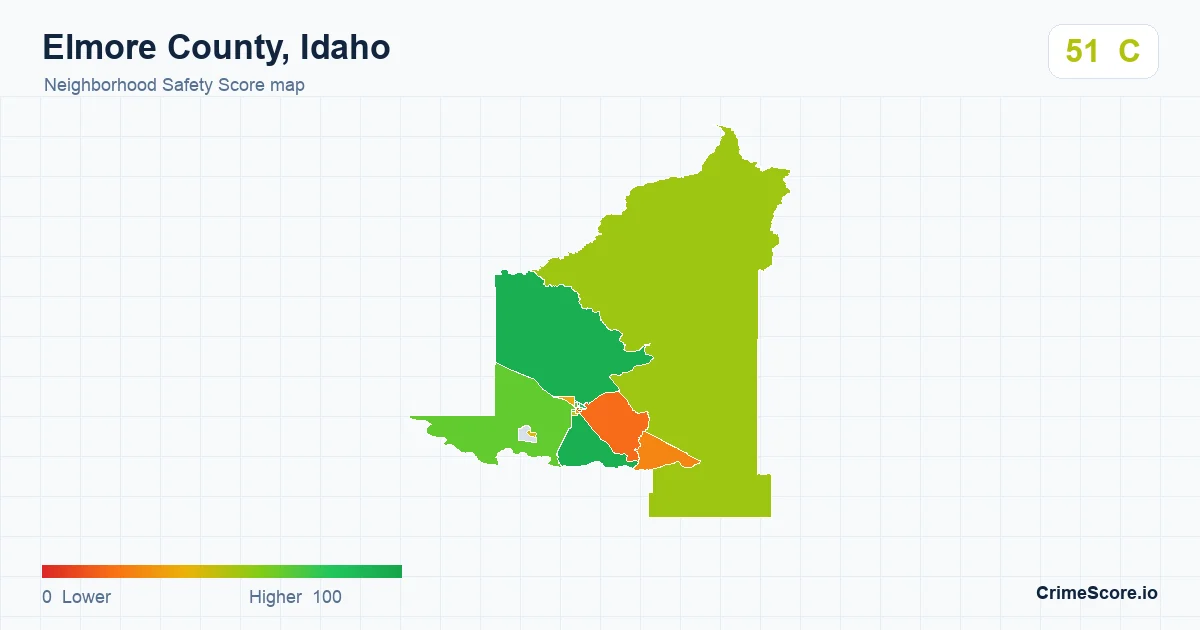 Elmore County, Idaho neighborhood Safety Score map by Census block group