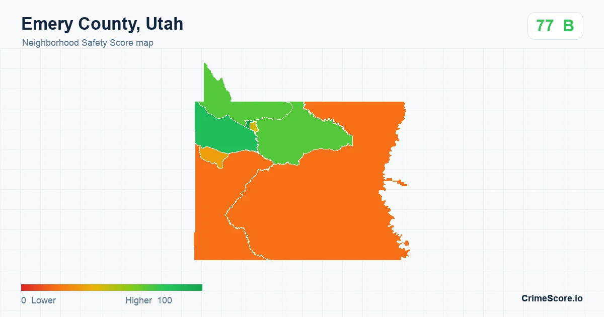 Emery County, Utah neighborhood Safety Score map by Census block group
