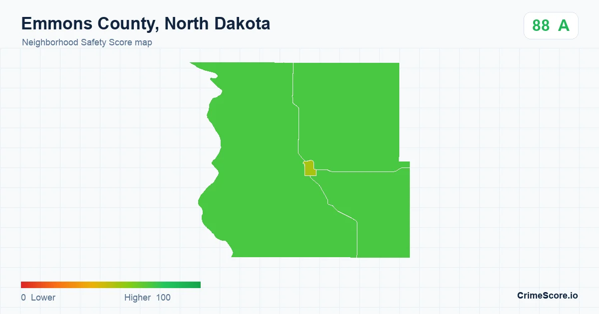 Emmons County, North Dakota neighborhood Safety Score map by Census block group