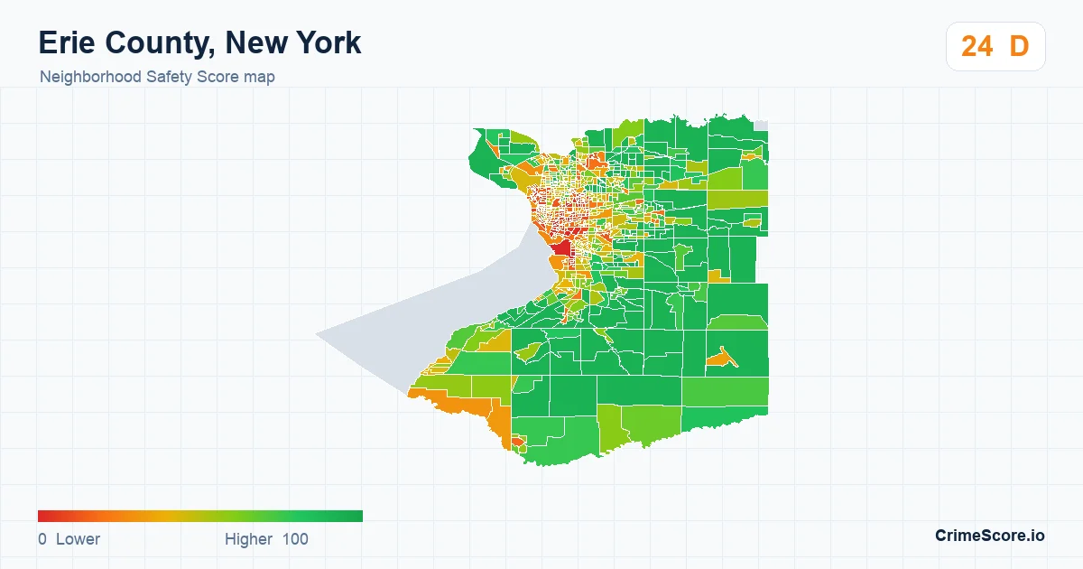 Erie County, New York neighborhood Safety Score map by Census block group