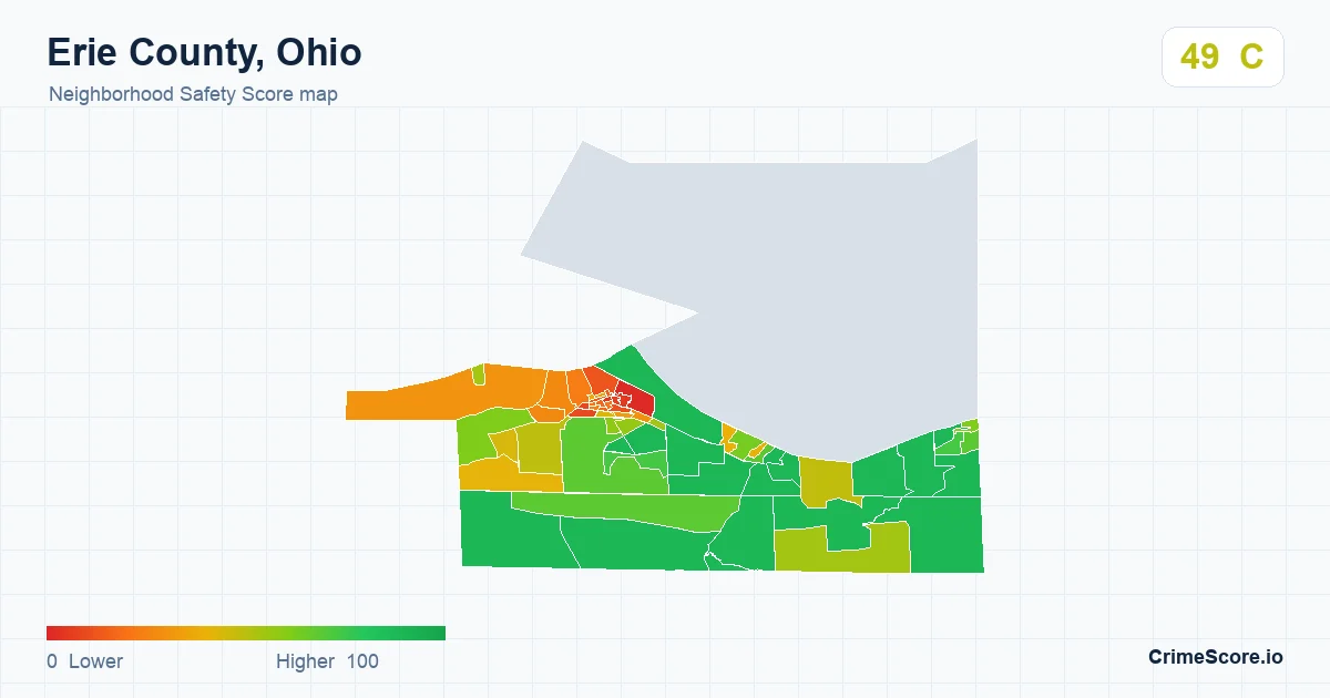 Erie County, Ohio neighborhood Safety Score map by Census block group