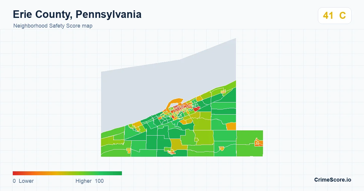 Erie County, Pennsylvania neighborhood Safety Score map by Census block group