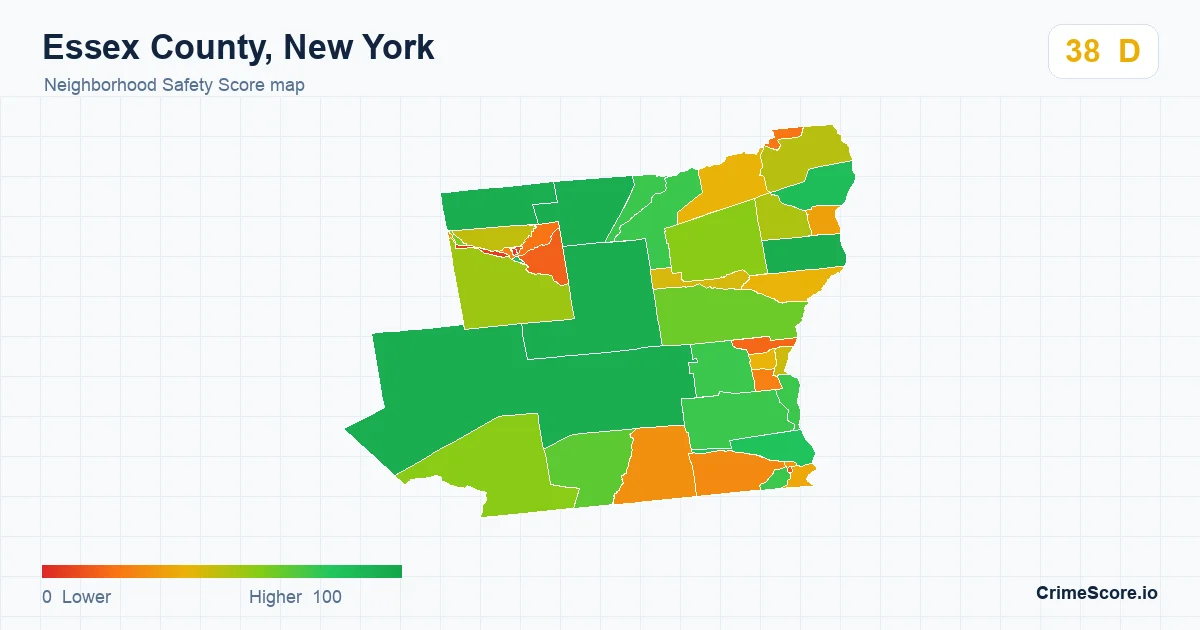 Essex County, New York neighborhood Safety Score map by Census block group