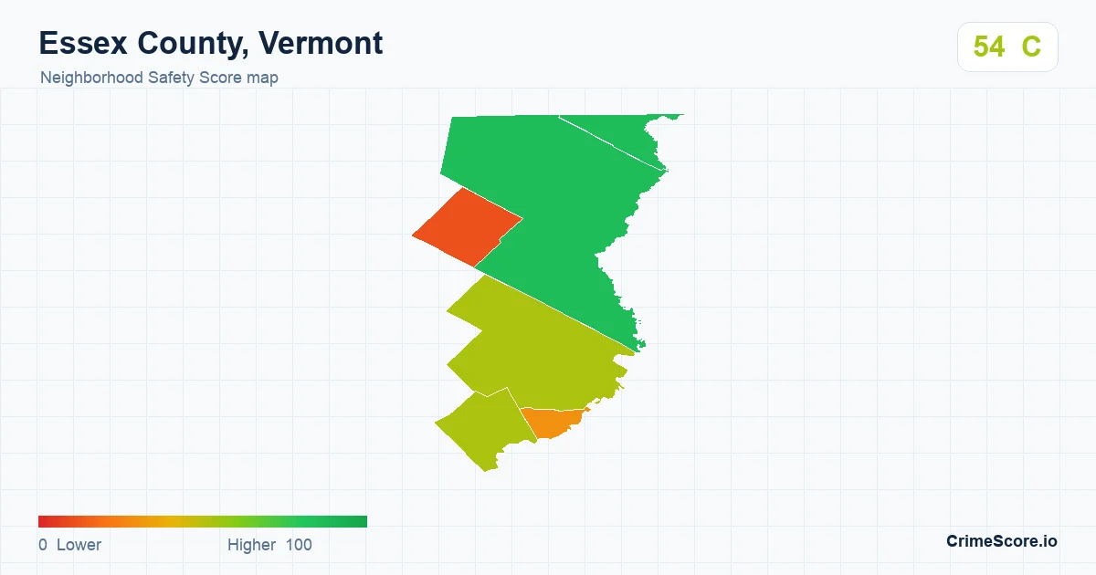 Essex County, Vermont neighborhood Safety Score map by Census block group