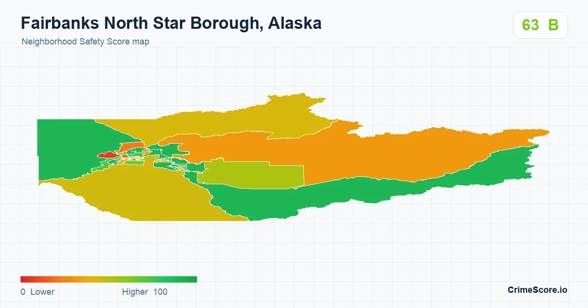 Fairbanks North Star Borough, Alaska neighborhood Safety Score map by Census block group