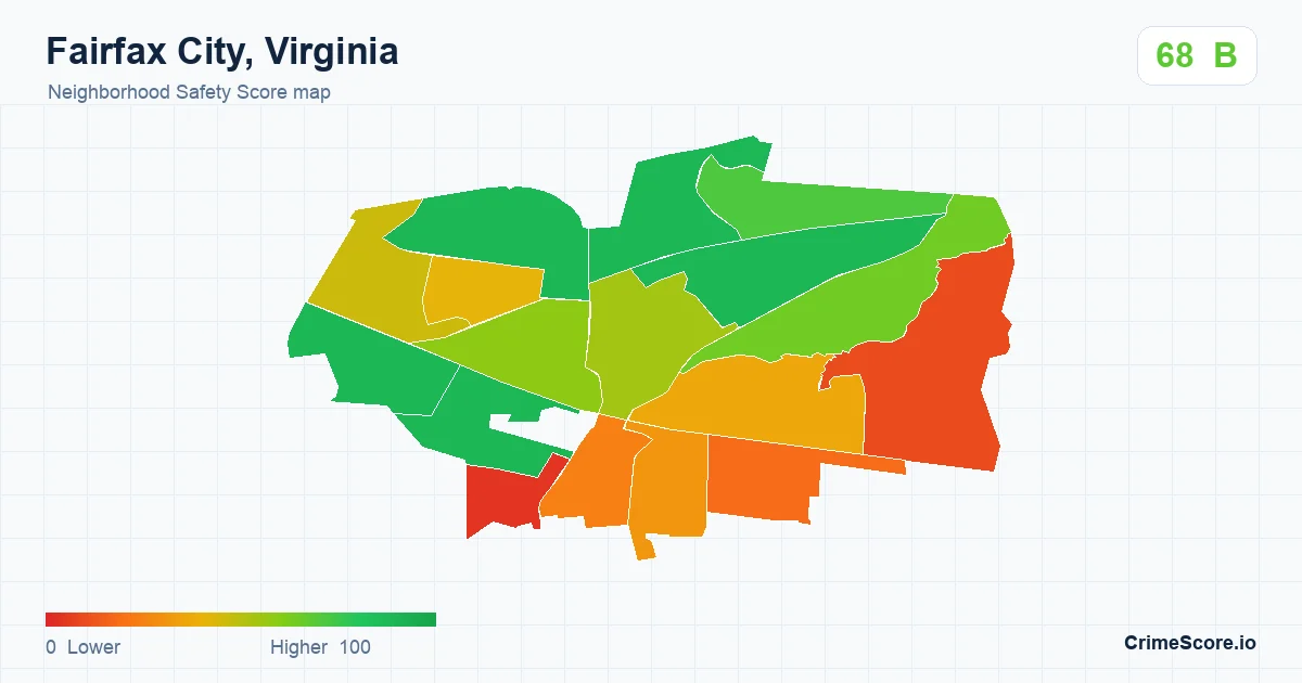 Fairfax City, Virginia neighborhood Safety Score map by Census block group
