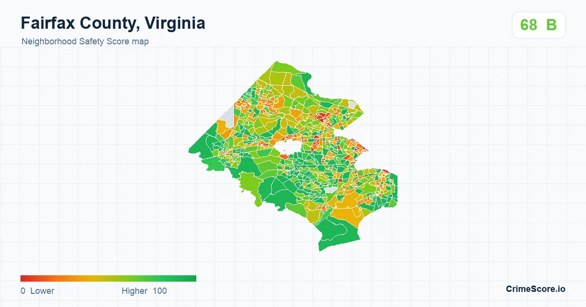 Fairfax County, Virginia neighborhood Safety Score map by Census block group