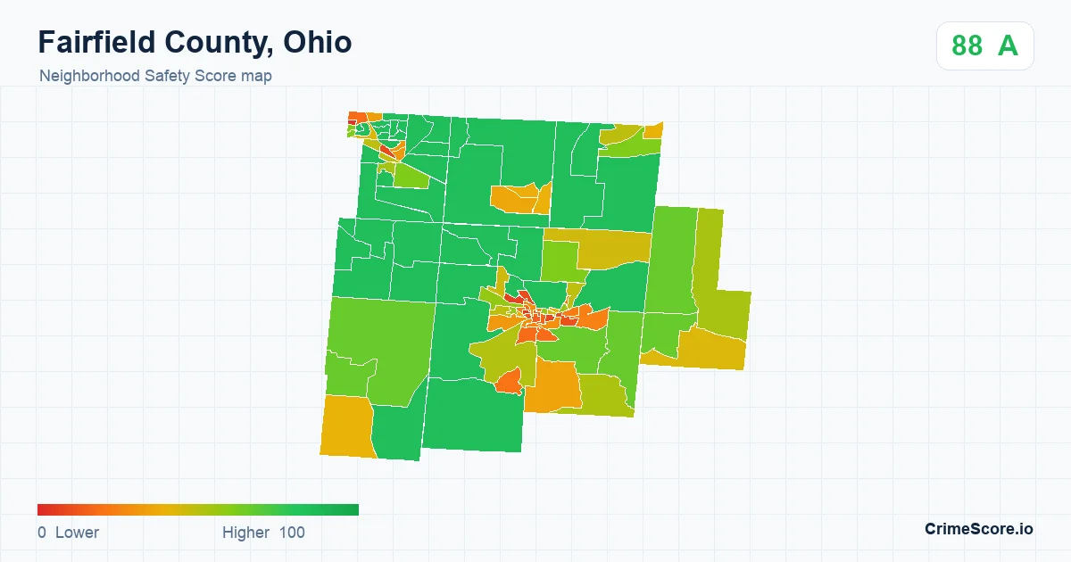 Fairfield County, Ohio neighborhood Safety Score map by Census block group