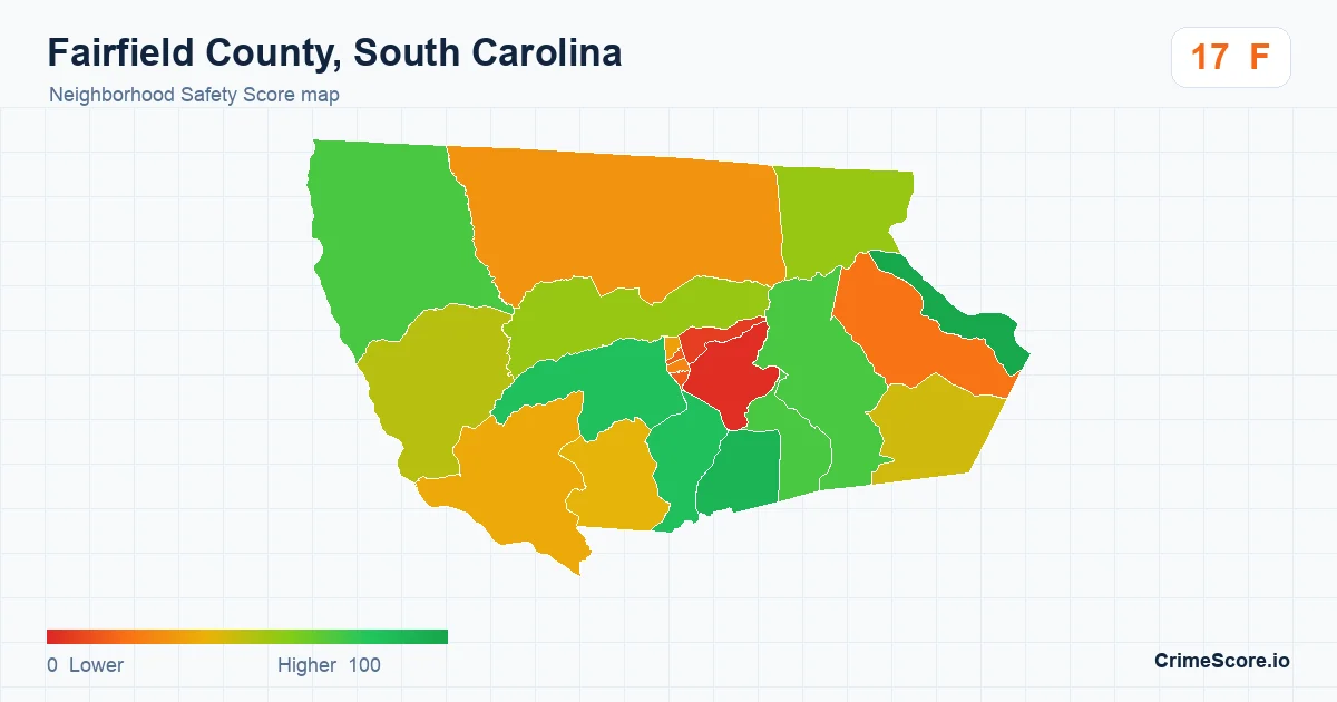 Fairfield County, South Carolina neighborhood Safety Score map by Census block group
