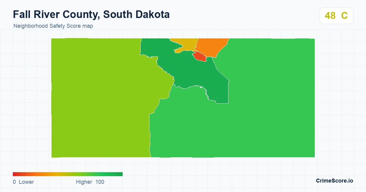 Fall River County, South Dakota neighborhood Safety Score map by Census block group
