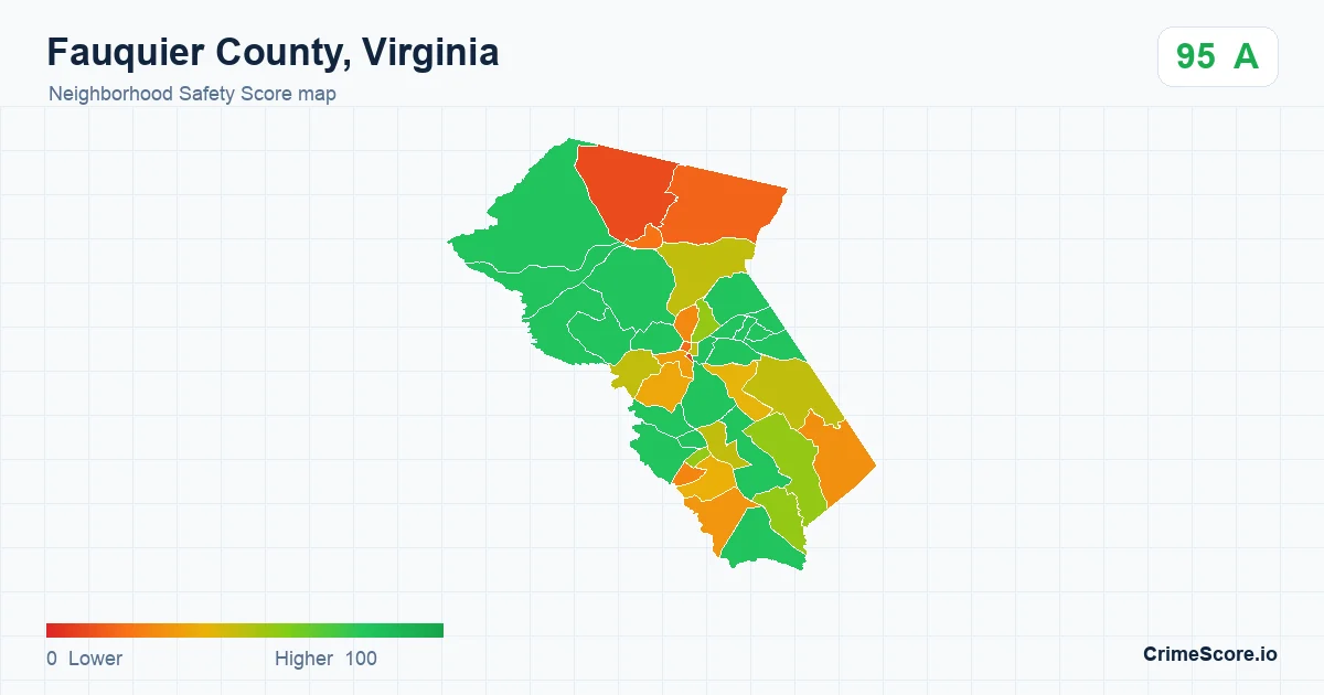 Fauquier County, Virginia neighborhood Safety Score map by Census block group