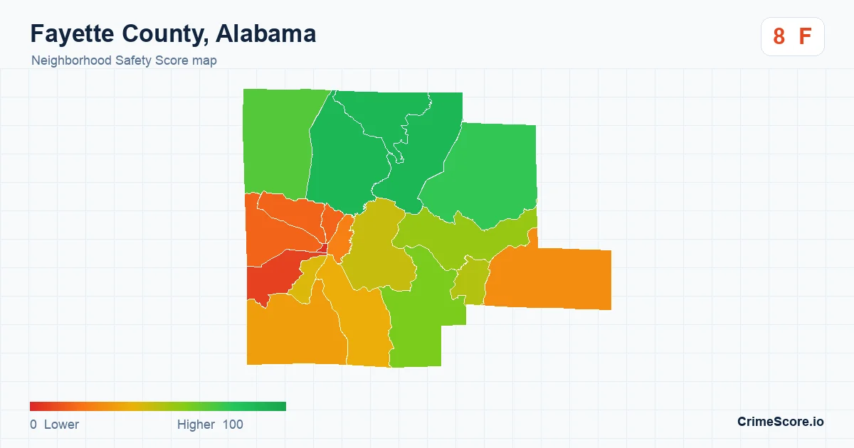 Fayette County, Alabama neighborhood Safety Score map by Census block group