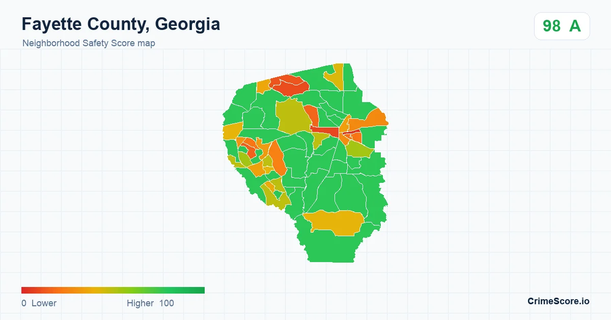 Fayette County, Georgia neighborhood Safety Score map by Census block group