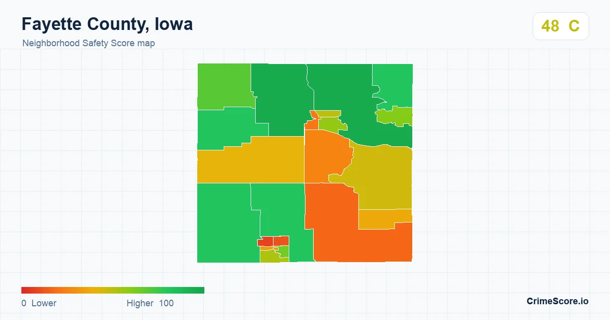 Fayette County, Iowa neighborhood Safety Score map by Census block group