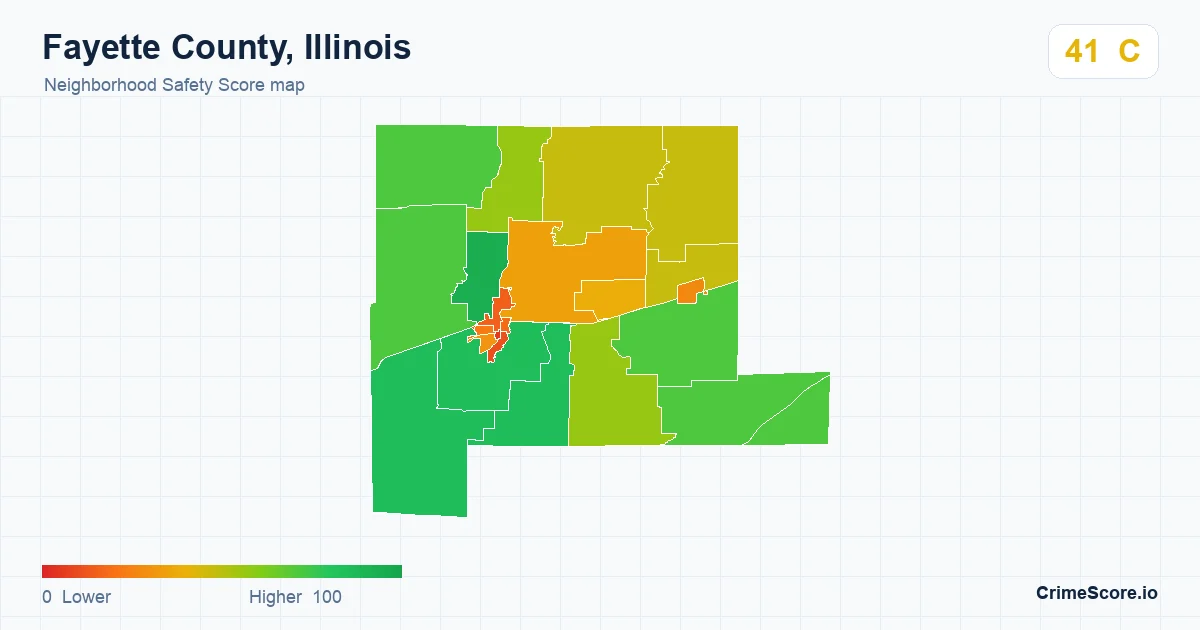 Fayette County, Illinois neighborhood Safety Score map by Census block group