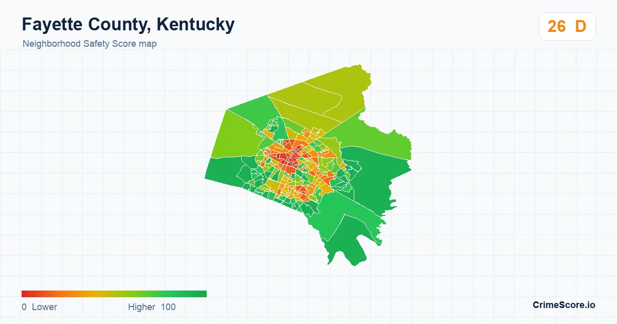Fayette County, Kentucky neighborhood Safety Score map by Census block group