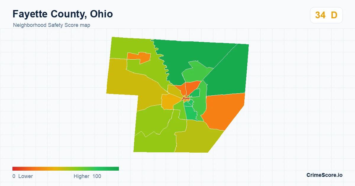 Fayette County, Ohio neighborhood Safety Score map by Census block group