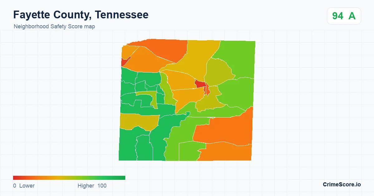 Fayette County, Tennessee neighborhood Safety Score map by Census block group