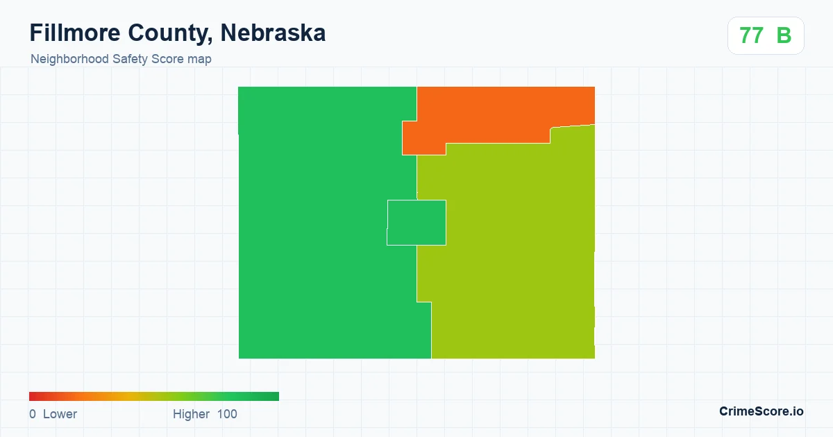 Fillmore County, Nebraska neighborhood Safety Score map by Census block group