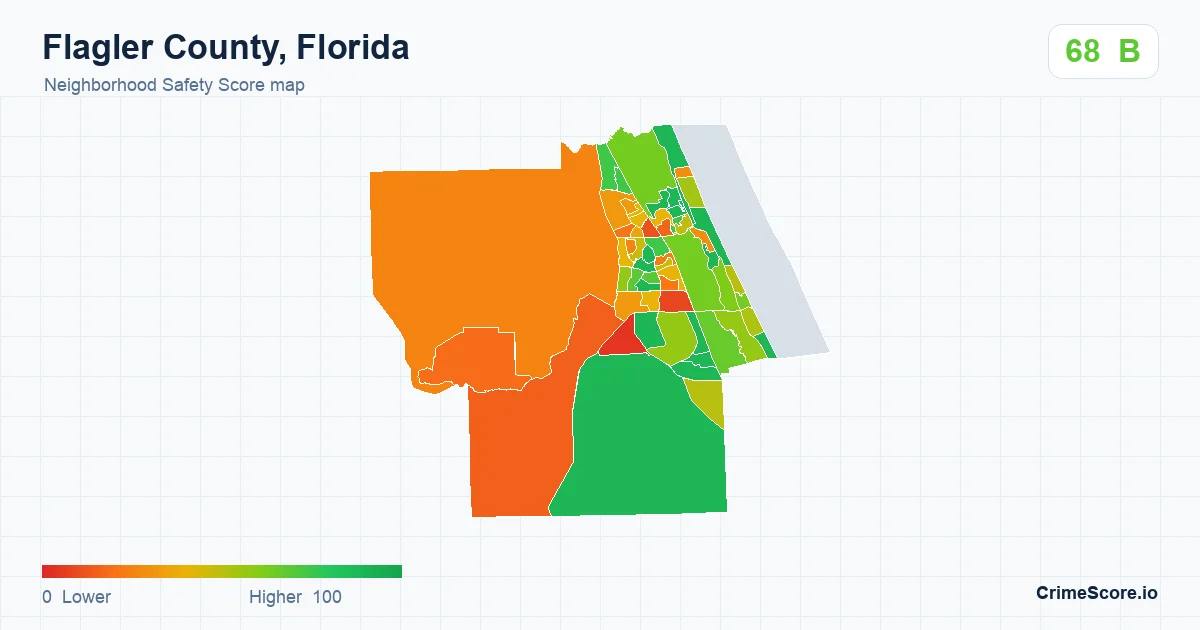 Flagler County, Florida neighborhood Safety Score map by Census block group