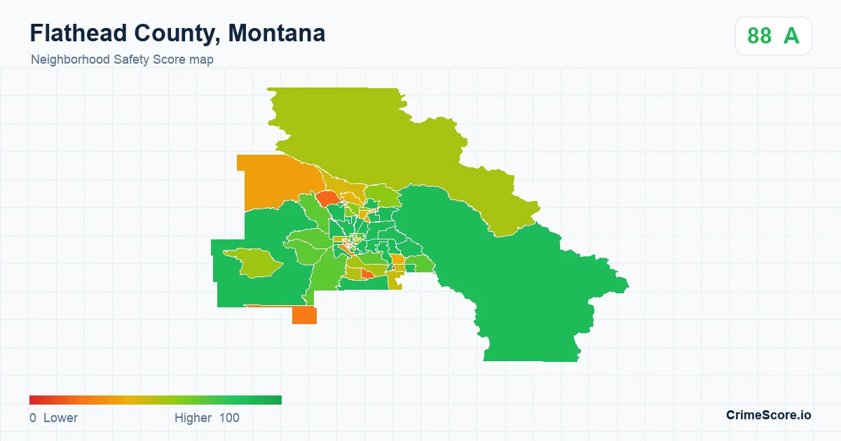 Flathead County, Montana neighborhood Safety Score map by Census block group