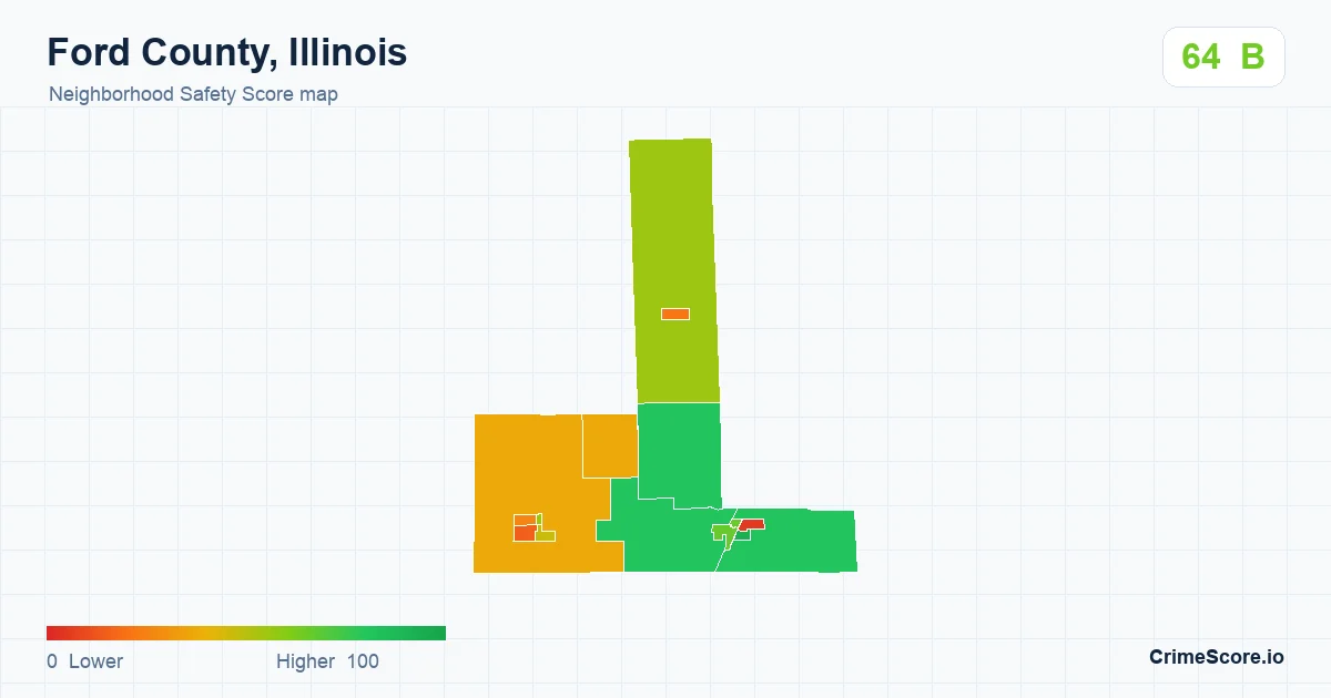 Ford County, Illinois neighborhood Safety Score map by Census block group